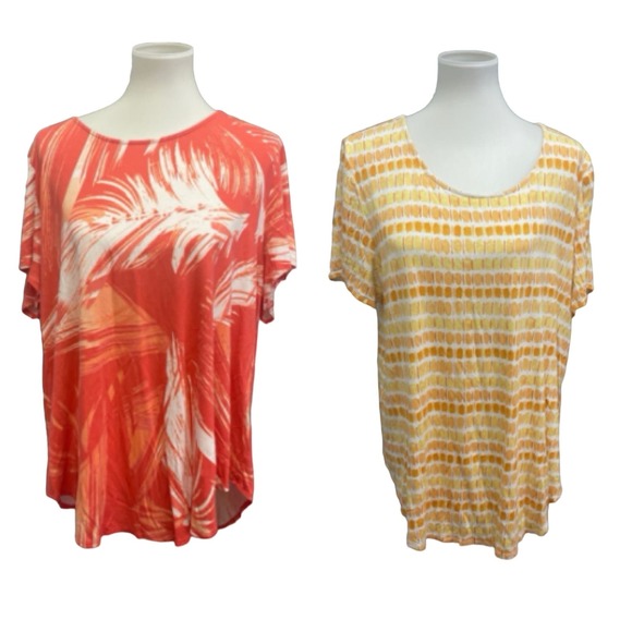 Lot of 2 Alfani Womens Plus Size 3X Rayon Spandex Blend Short Sleeve Tee Shirts - Picture 1 of 9